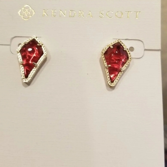 Custom Kendra Scott Stud Earrings Berry Red Gold - Picture 8 of 13